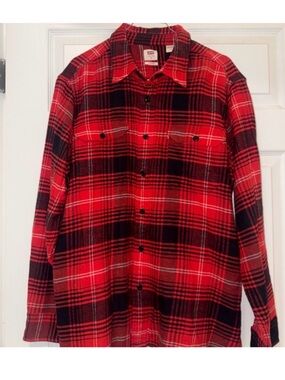 Levi's Red and Black Plaid Button-Down Shirt